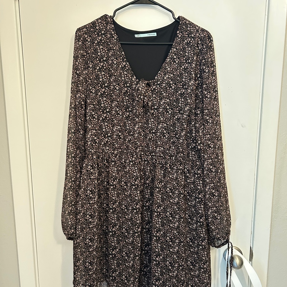 Maurices Brown Tan V-Neck Long Sleeve Sundress